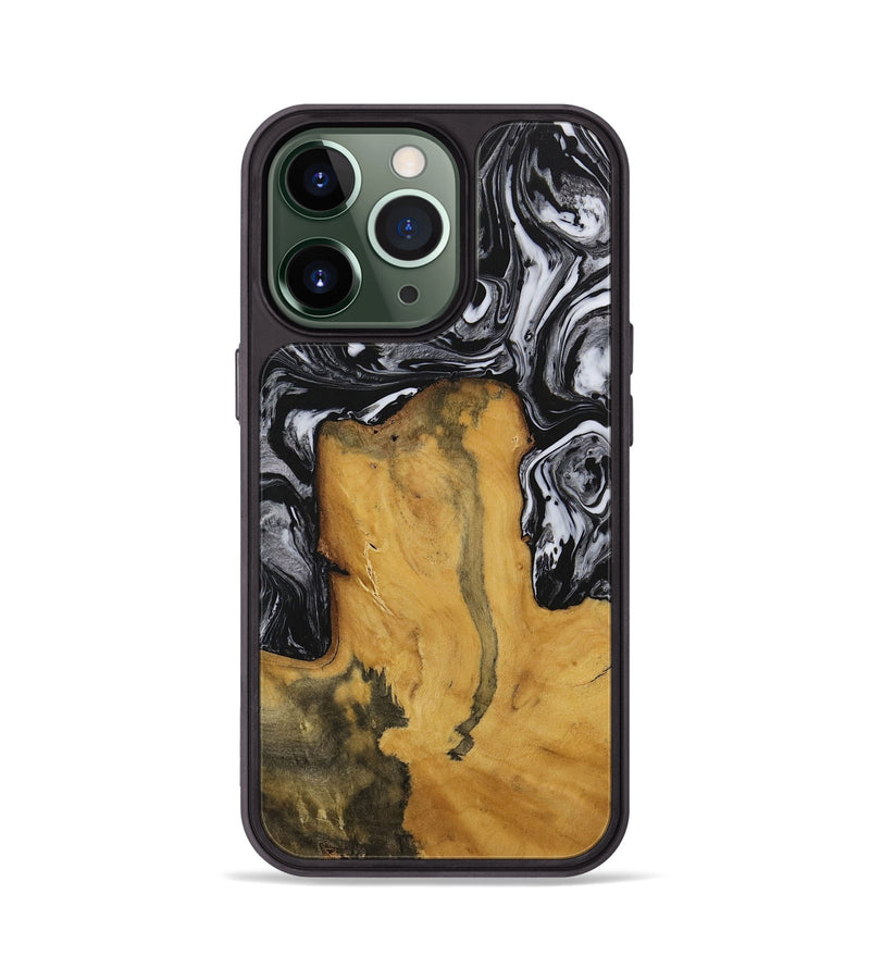 iPhone 13 Pro Wood Phone Case - Laurence (Black & White, 728829)