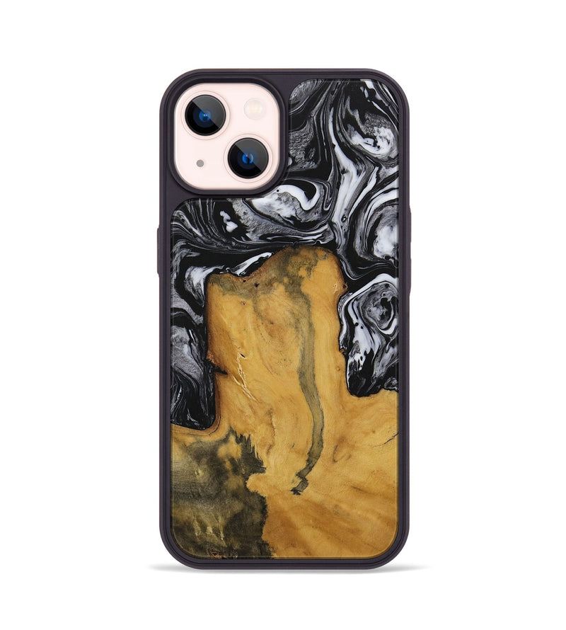 iPhone 14 Wood Phone Case - Laurence (Black & White, 728829)