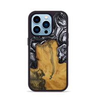 iPhone 14 Pro Wood Phone Case - Laurence (Black & White, 728829)