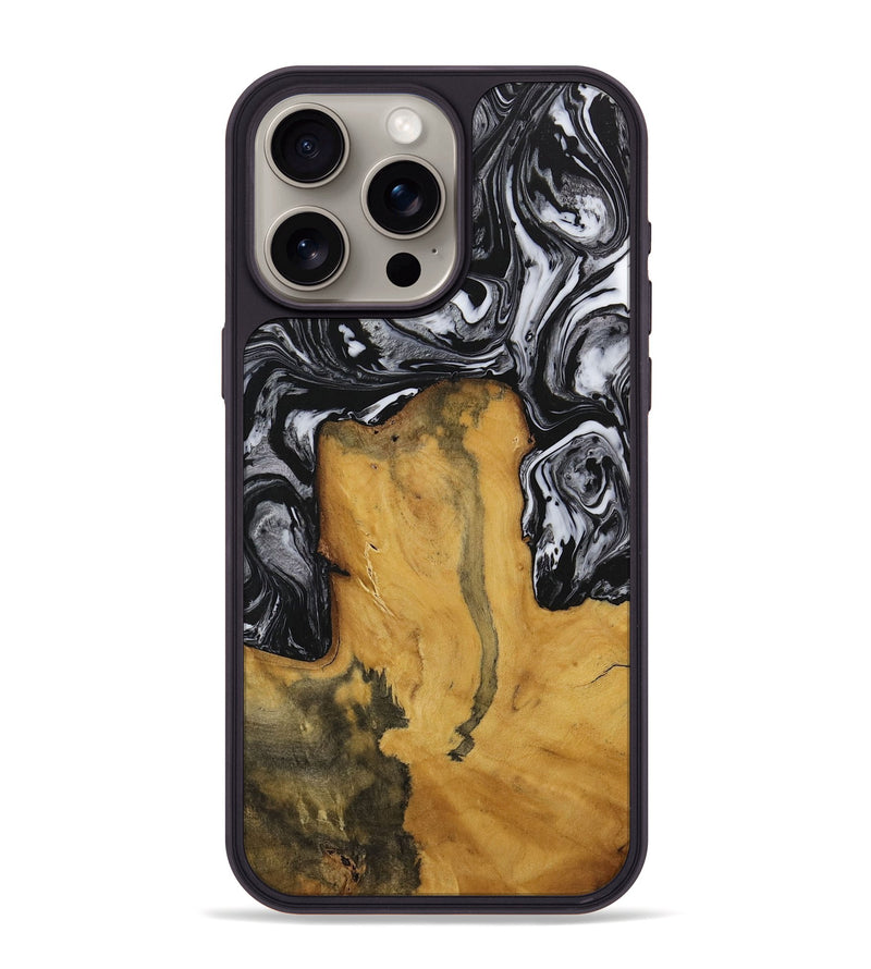 iPhone 15 Pro Max Wood Phone Case - Laurence (Black & White, 728829)