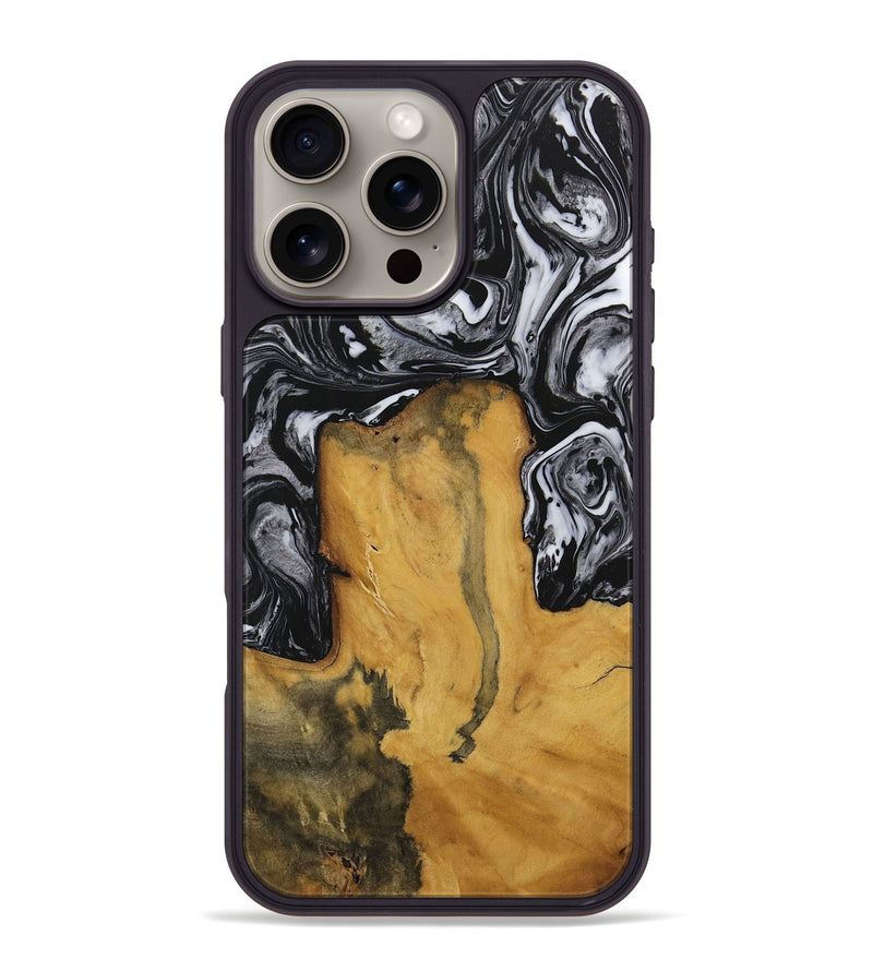 iPhone 16 Pro Max Wood Phone Case - Laurence (Black & White, 728829)