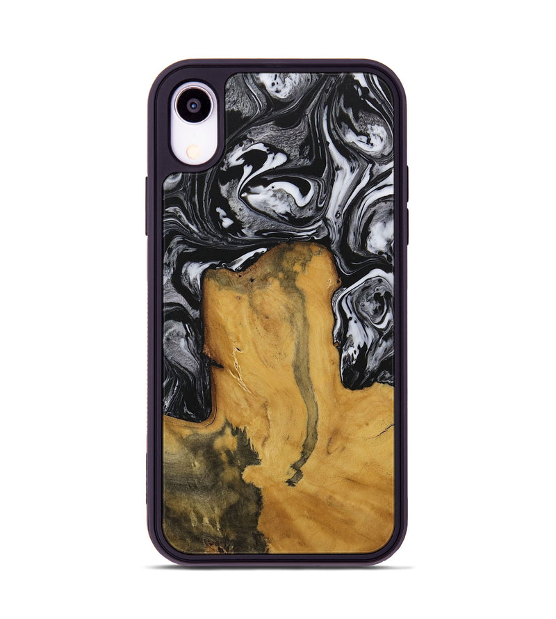 iPhone Xr Wood Phone Case - Laurence (Black & White, 728829)