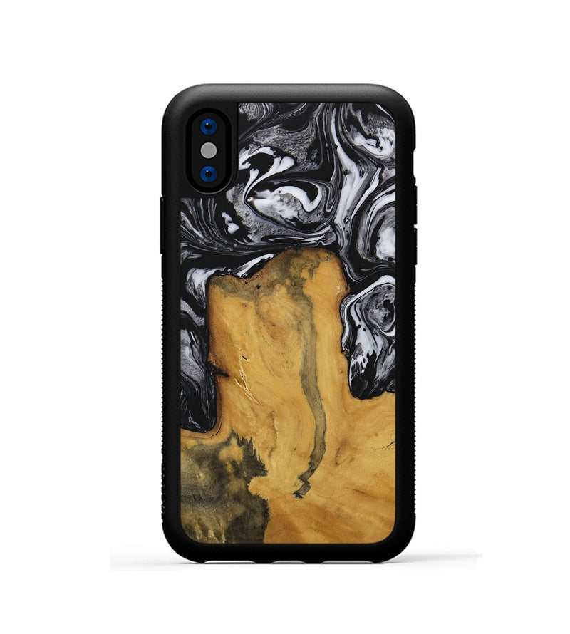 iPhone Xs Wood Phone Case - Laurence (Black & White, 728829)