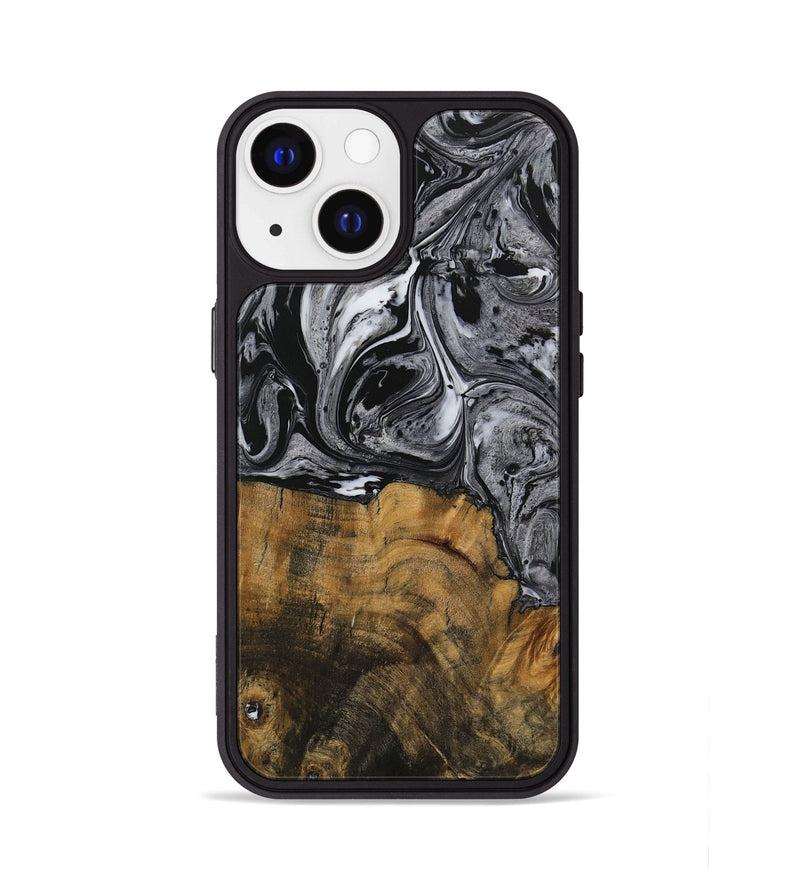 iPhone 13 Wood Phone Case - Myno (Black & White, 728830)