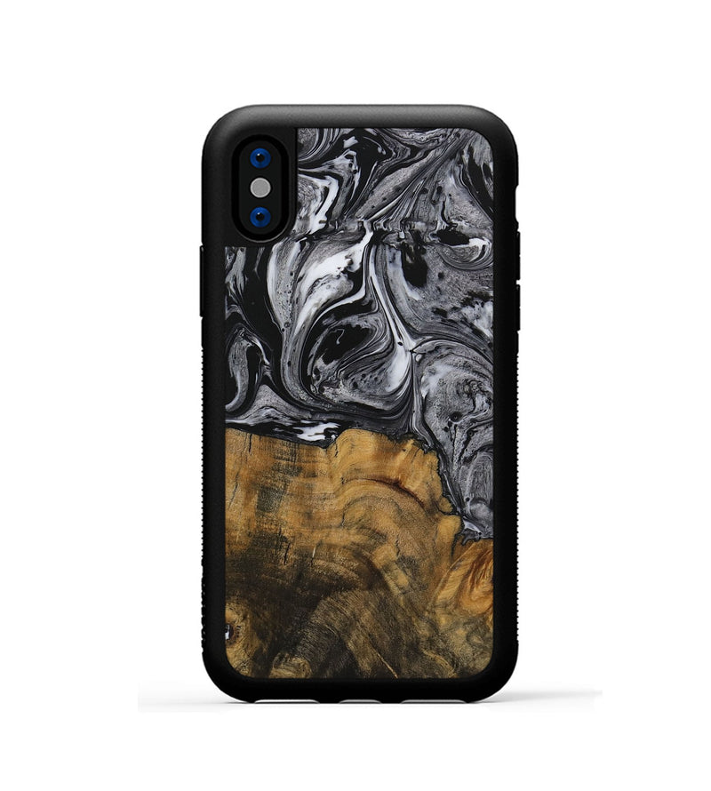 iPhone Xs Wood Phone Case - Myno (Black & White, 728830)