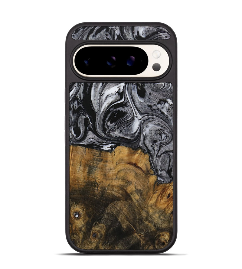 Pixel 9 Pro Wood Phone Case - Myno (Black & White, 728830)