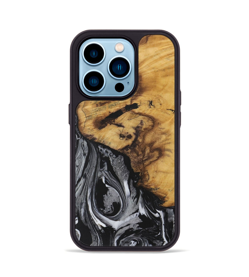 iPhone 14 Pro Wood Phone Case - Jakayla (Black & White, 728850)