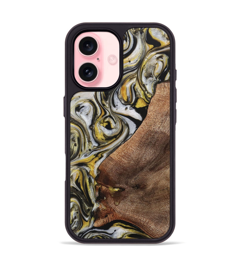 iPhone 16 Wood Phone Case - Rebeka (Black & White, 728902)