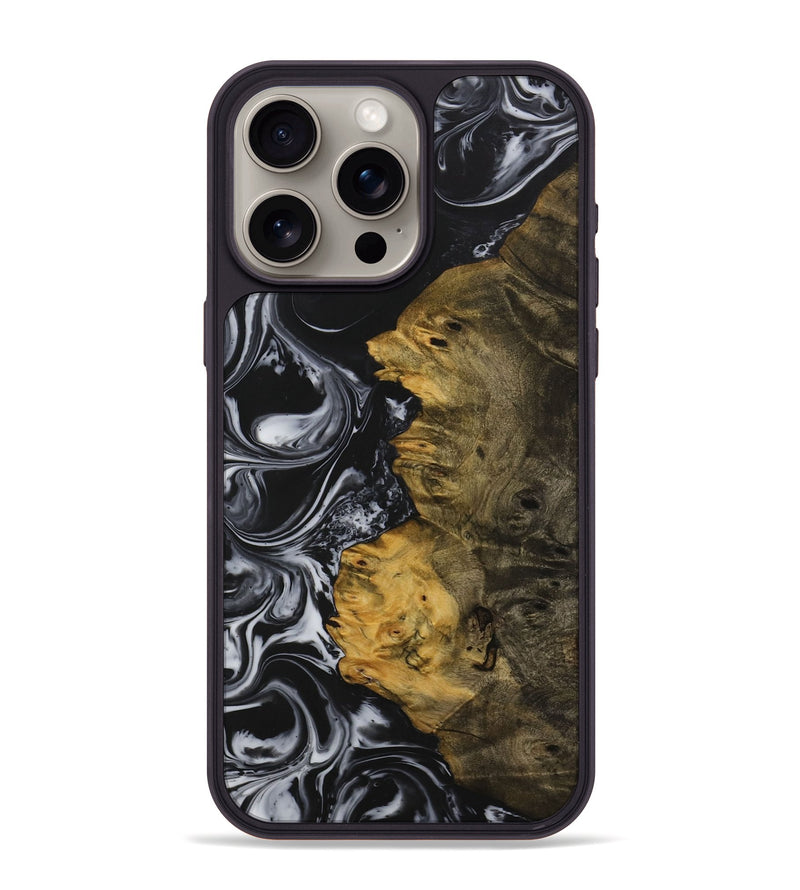 iPhone 15 Pro Max Wood Phone Case - Solomon (Black & White, 728904)