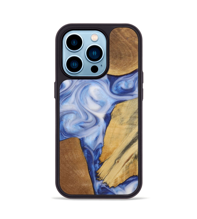 iPhone 14 Pro Wood Phone Case - Dona (Blue, 728905)