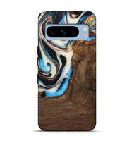 Pixel 8 Pro Wood Live Edge Phone Case - Lalla (Teal & Gold, 728978)