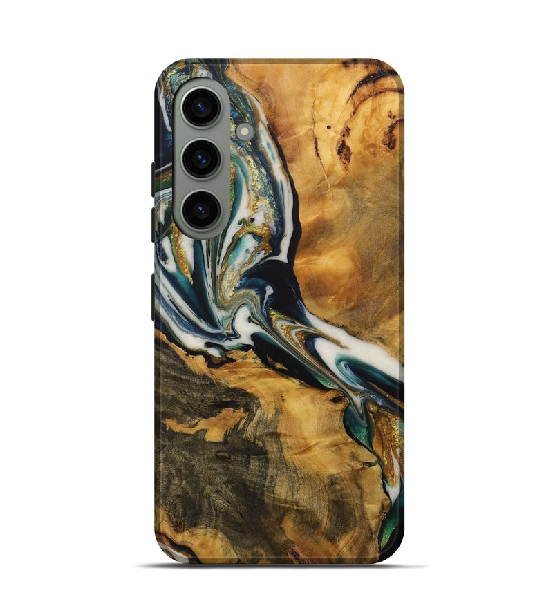 Galaxy S24 Wood Live Edge Phone Case - Dowell (Teal & Gold, 728981)