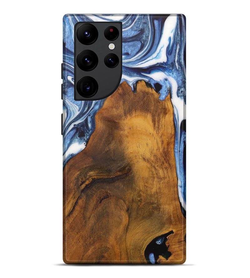 Galaxy S22 Ultra Wood Live Edge Phone Case - Makayla (Blue, 728986)