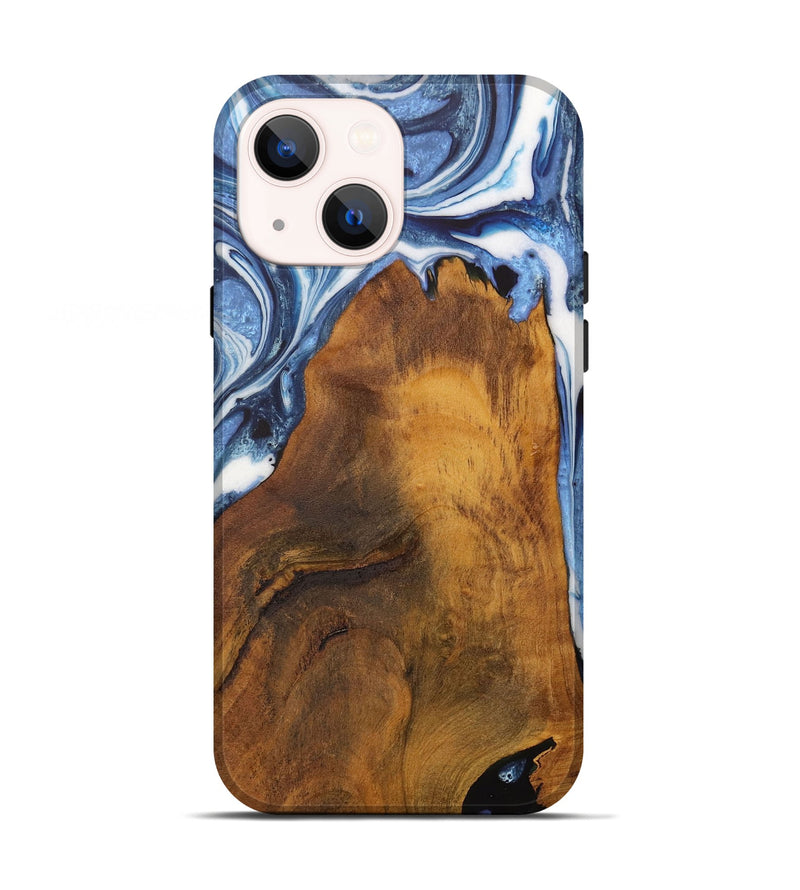 iPhone 13 Wood Live Edge Phone Case - Makayla (Blue, 728986)