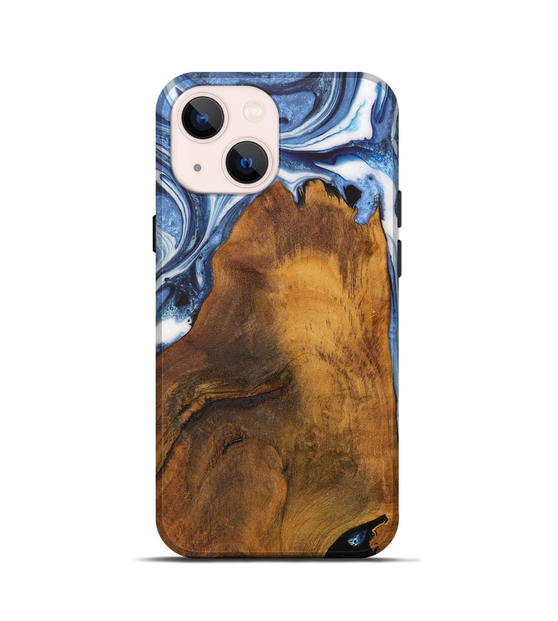 iPhone 13 mini Wood Live Edge Phone Case - Makayla (Blue, 728986)