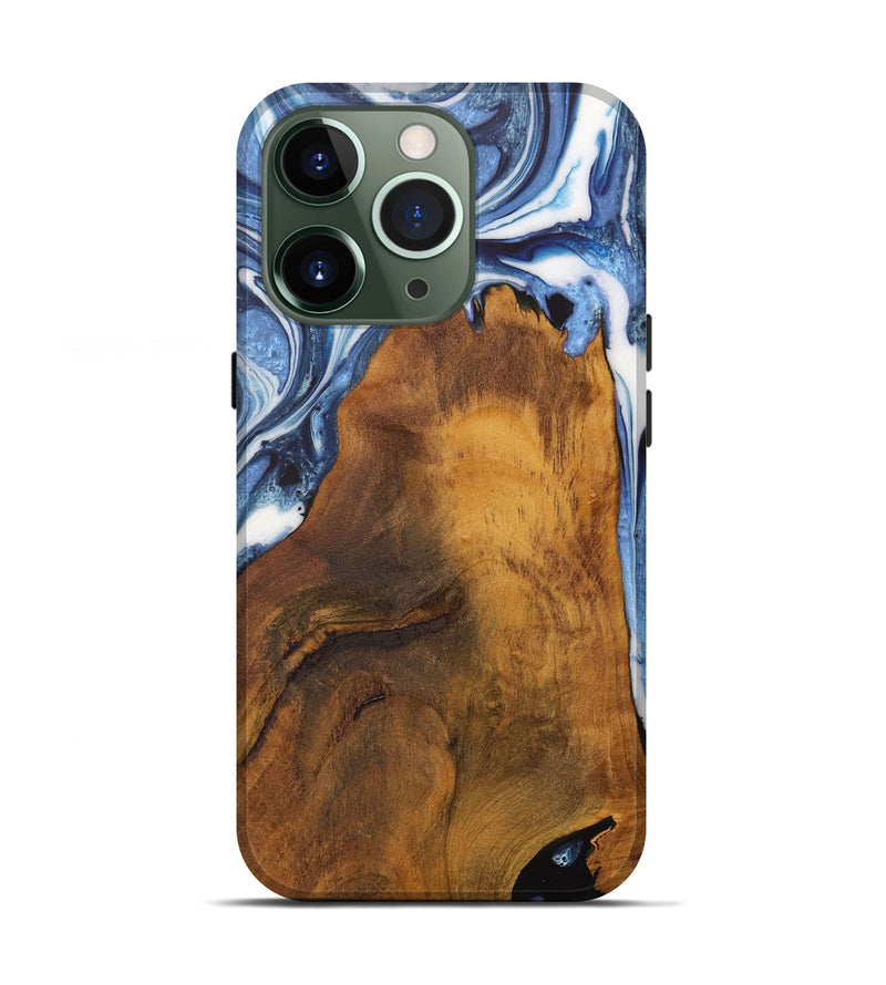 iPhone 13 Pro Wood Live Edge Phone Case - Makayla (Blue, 728986)