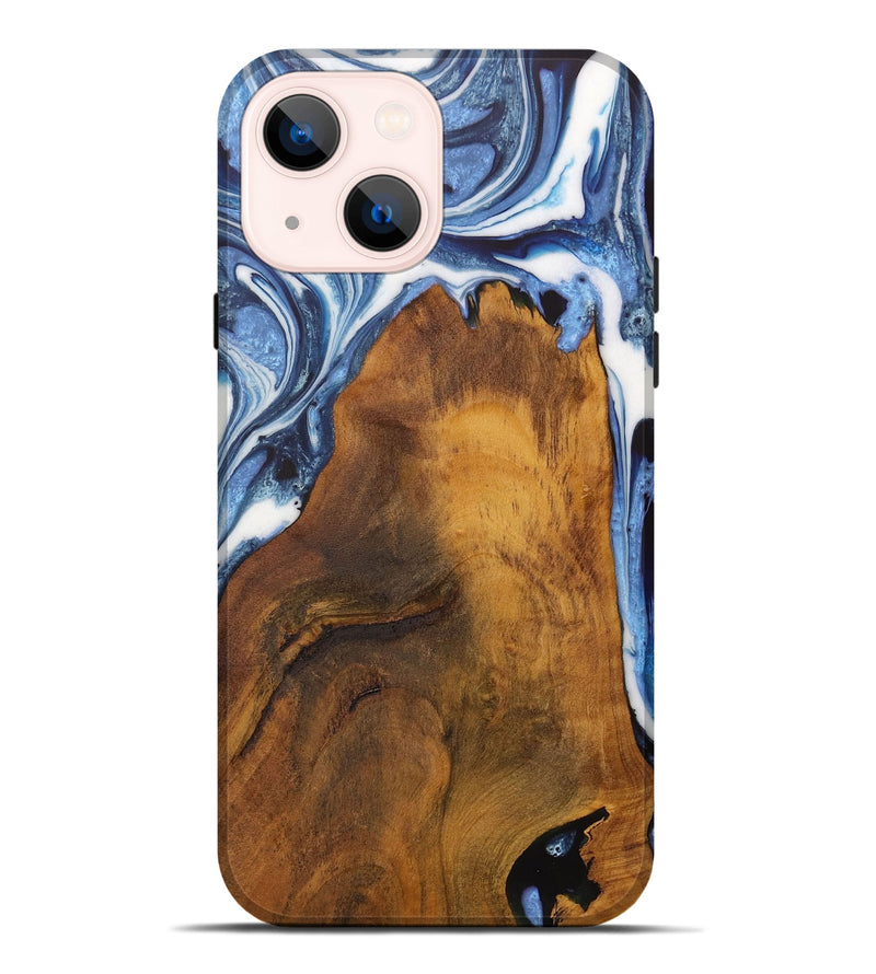 iPhone 14 Plus Wood Live Edge Phone Case - Makayla (Blue, 728986)