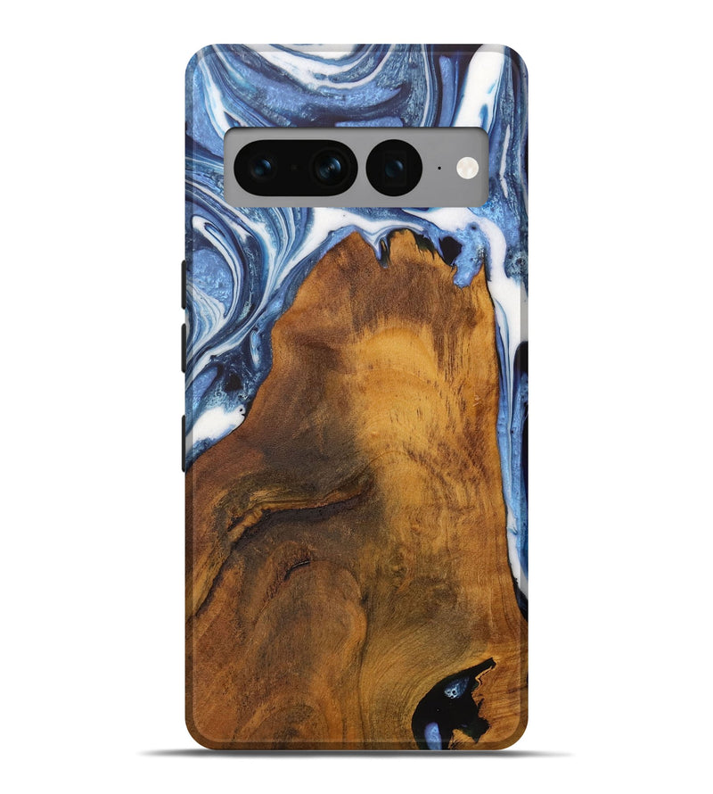 Pixel 7 Pro Wood Live Edge Phone Case - Makayla (Blue, 728986)