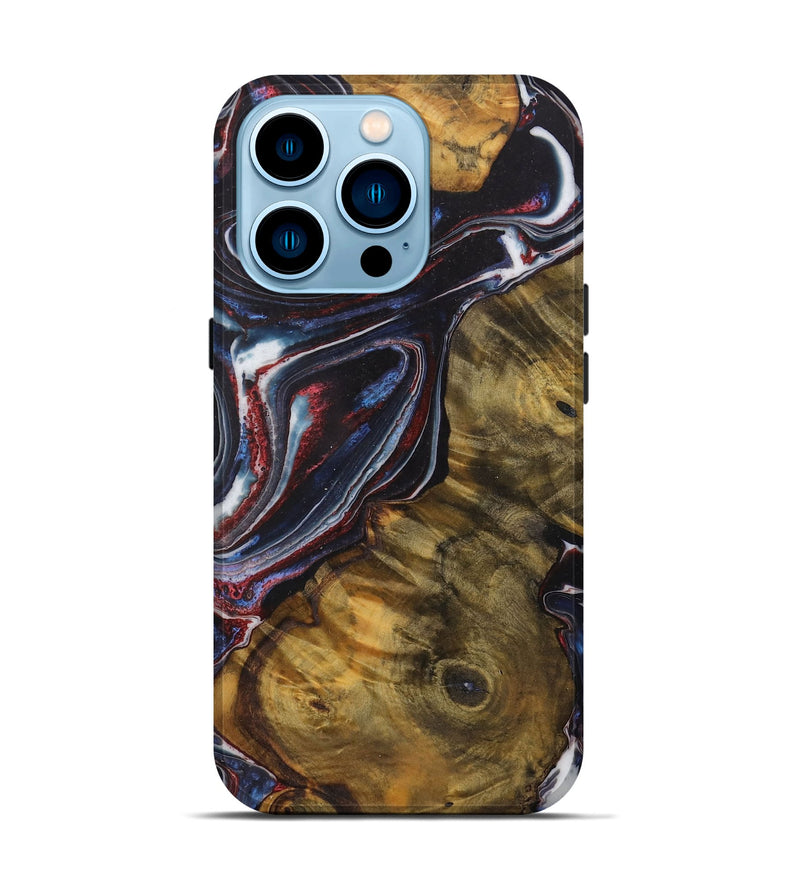 iPhone 14 Pro Wood Live Edge Phone Case - Tatum (Blue, 729130)