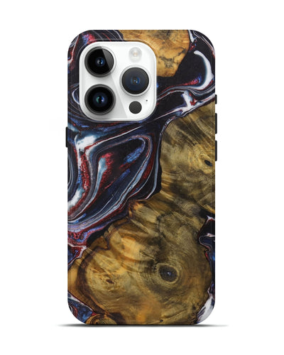 iPhone 15 Pro Wood Live Edge Phone Case - Tatum (Blue, 729130)