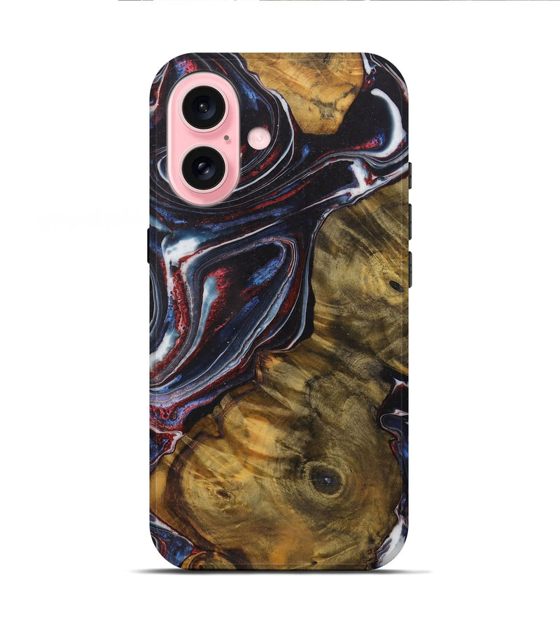 iPhone 16 Wood Live Edge Phone Case - Tatum (Blue, 729130)