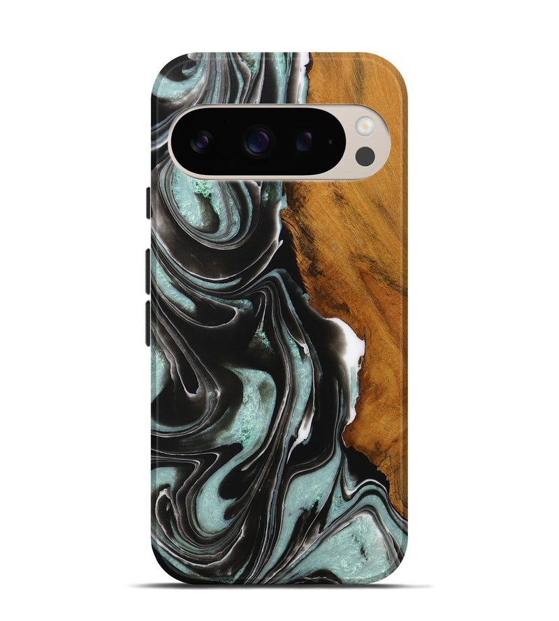 Pixel 9 Wood Live Edge Phone Case - Ashu (Green, 729154)