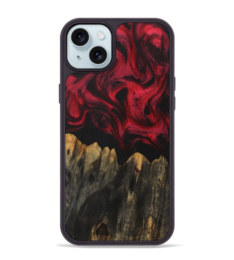 iPhone 15 Plus Wood Phone Case - Rosetta (Red, 729195)