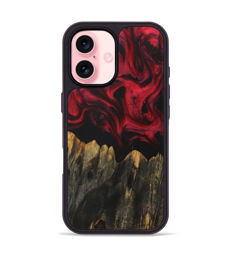 iPhone 16 Wood Phone Case - Rosetta (Red, 729195)