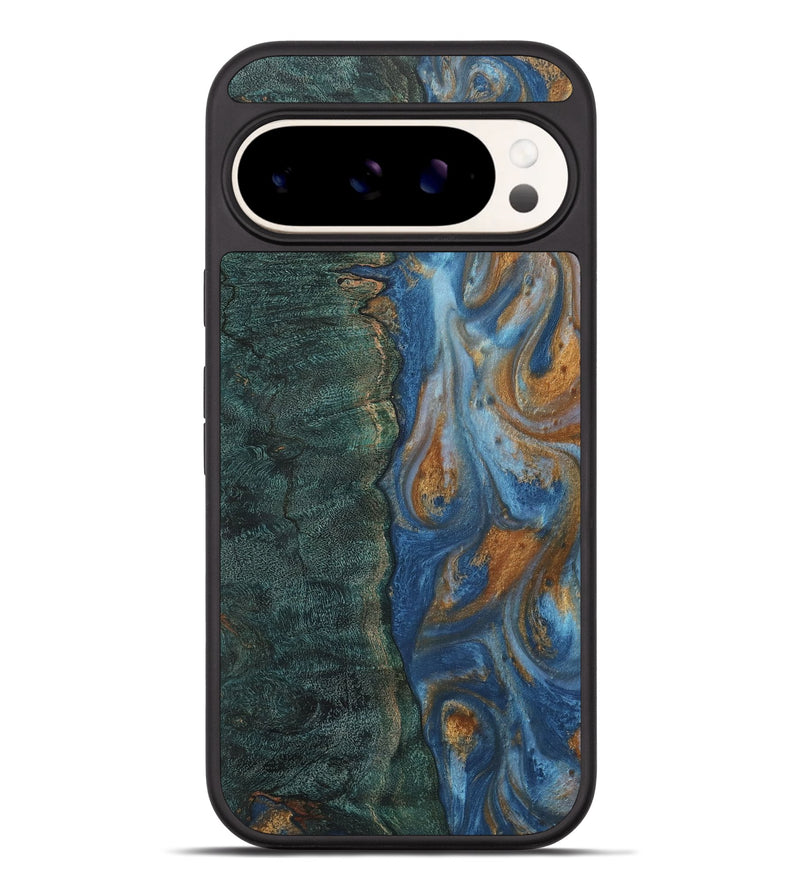 Pixel 9 Pro XL Wood Phone Case - Chace (Teal & Gold, 729225)