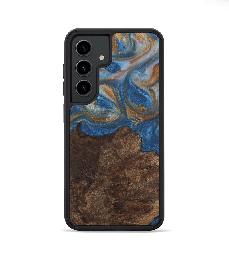 Galaxy S24 Wood Phone Case - Kathye (Teal & Gold, 729227)