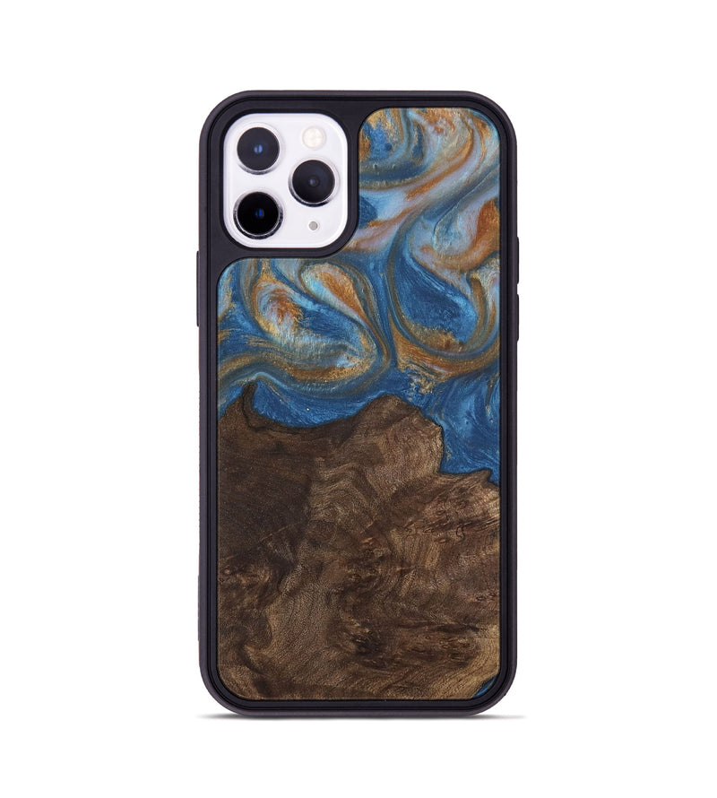 iPhone 11 Pro Wood Phone Case - Kathye (Teal & Gold, 729227)