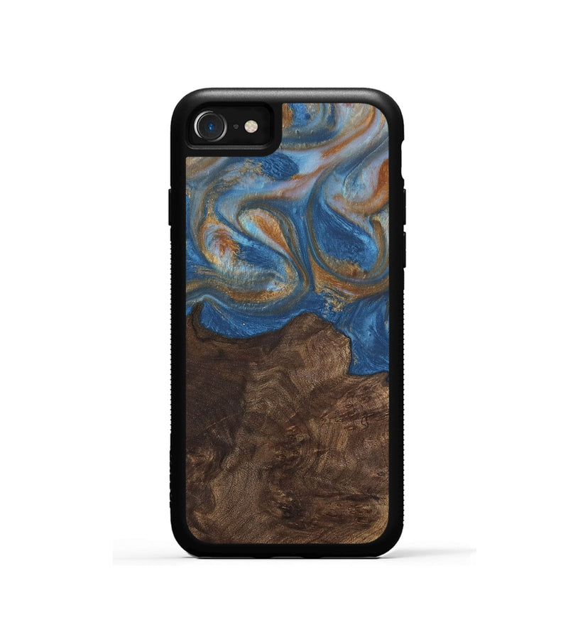 iPhone SE Wood Phone Case - Kathye (Teal & Gold, 729227)