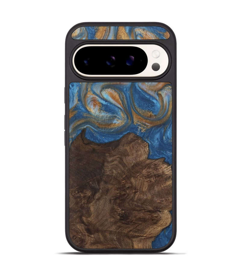 Pixel 9 Wood Phone Case - Kathye (Teal & Gold, 729227)