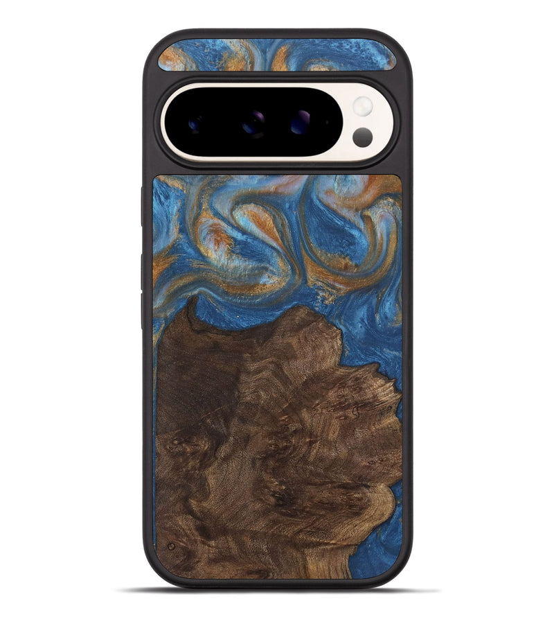 Pixel 9 Pro XL Wood Phone Case - Kathye (Teal & Gold, 729227)