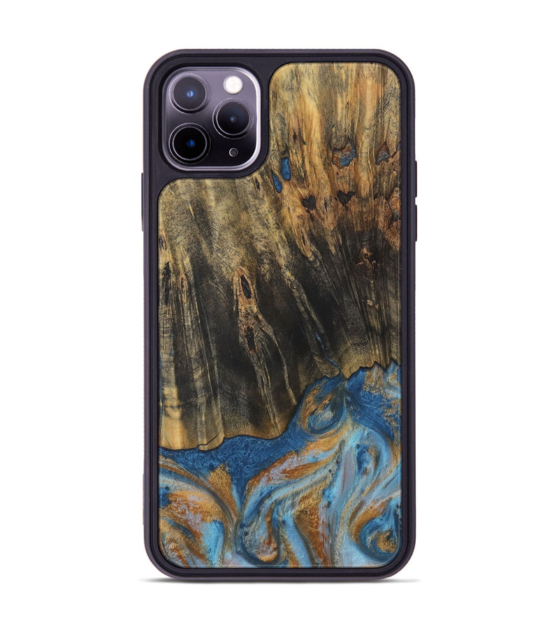 iPhone 11 Pro Max Wood Phone Case - Herma (Teal & Gold, 729234)