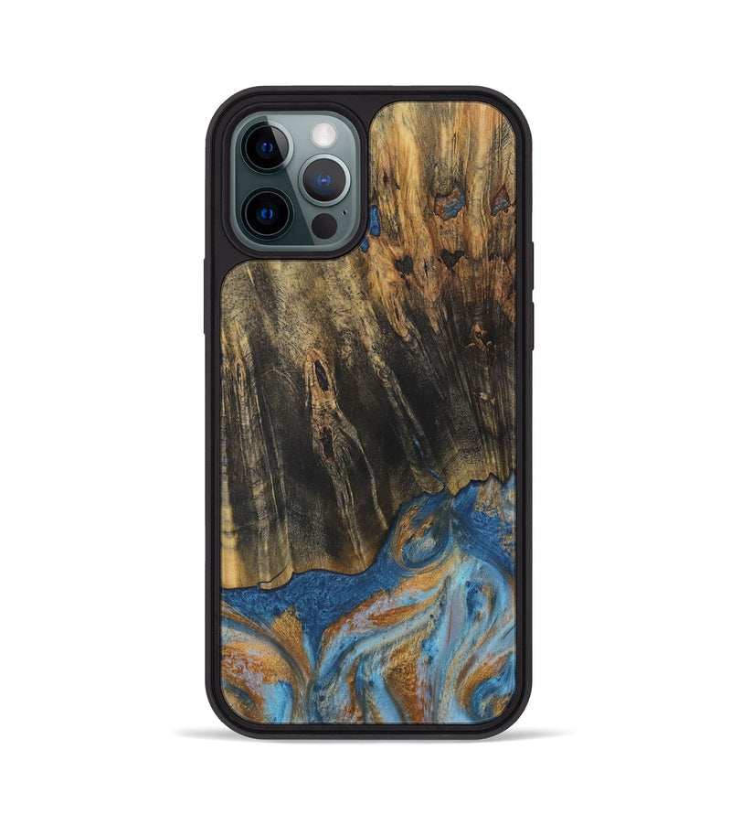 iPhone 12 Pro Wood Phone Case - Herma (Teal & Gold, 729234)