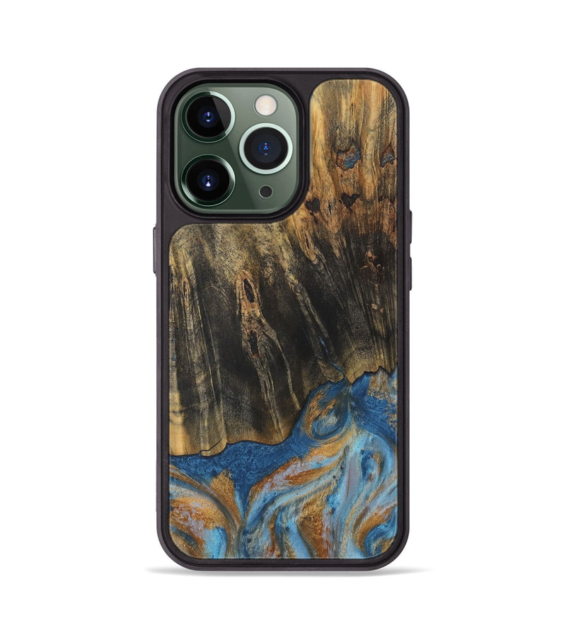 iPhone 13 Pro Wood Phone Case - Herma (Teal & Gold, 729234)