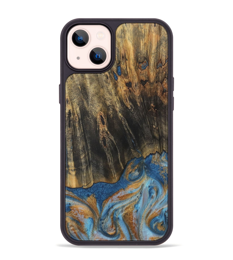 iPhone 14 Plus Wood Phone Case - Herma (Teal & Gold, 729234)