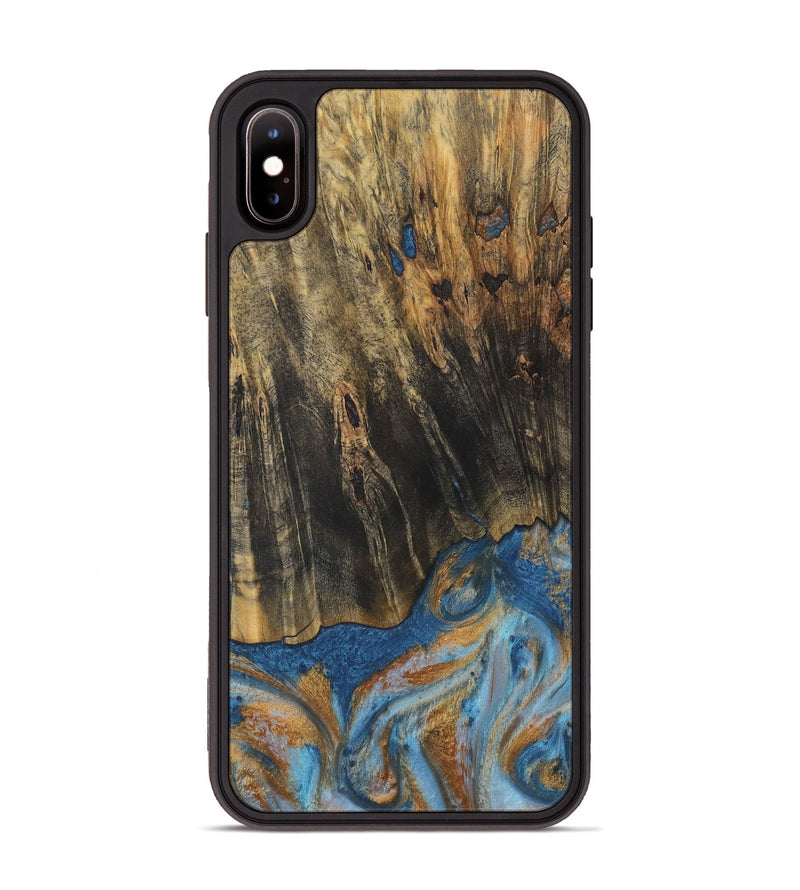 iPhone Xs Max Wood Phone Case - Herma (Teal & Gold, 729234)