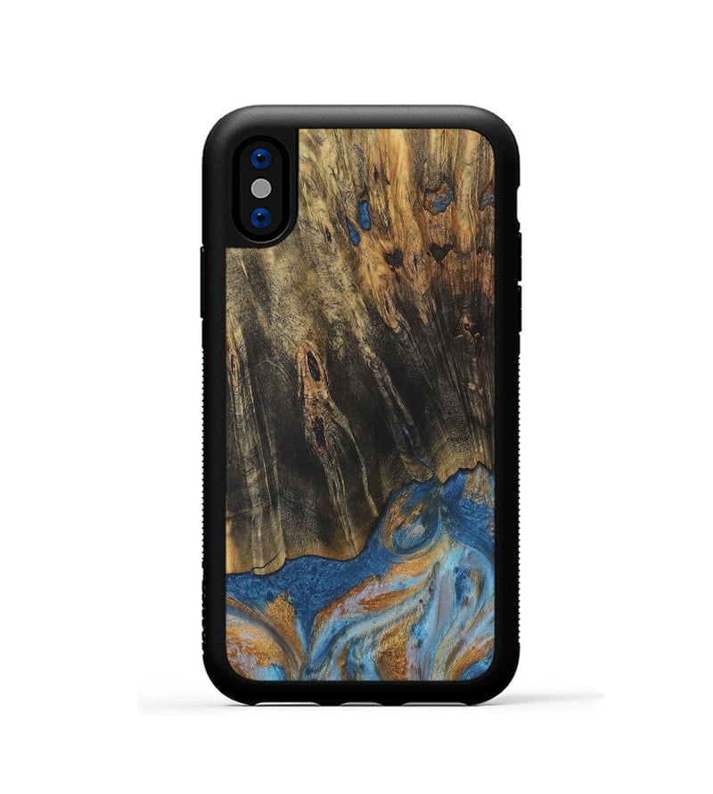 iPhone Xs Wood Phone Case - Herma (Teal & Gold, 729234)