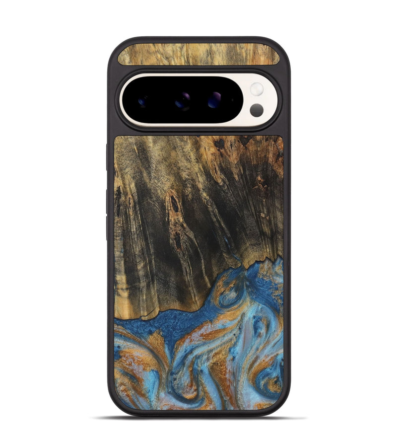 Pixel 9 Wood Phone Case - Herma (Teal & Gold, 729234)