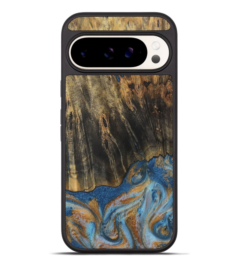 Pixel 9 Pro XL Wood Phone Case - Herma (Teal & Gold, 729234)