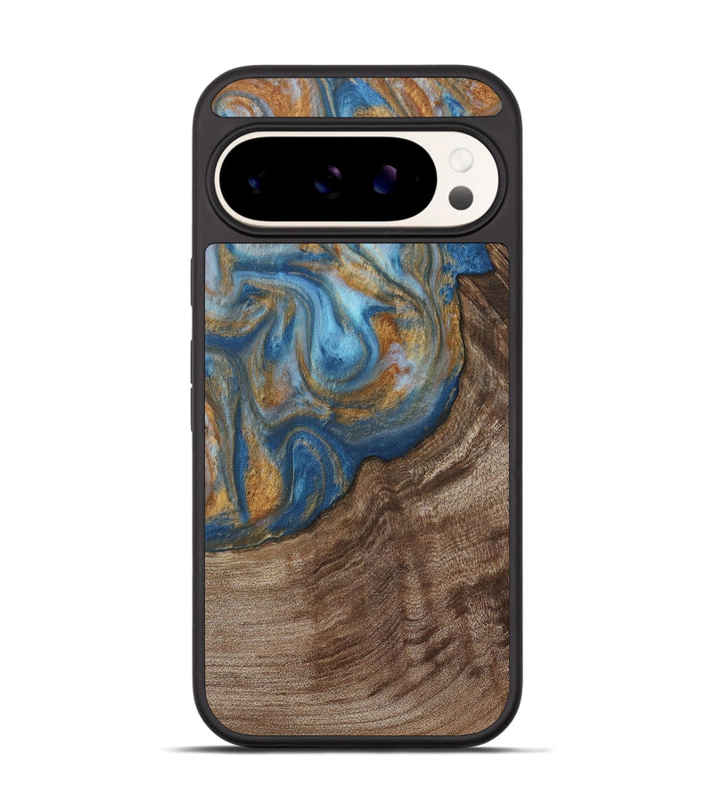 Pixel 9 Pro Wood Phone Case - Mont (Teal & Gold, 729272)