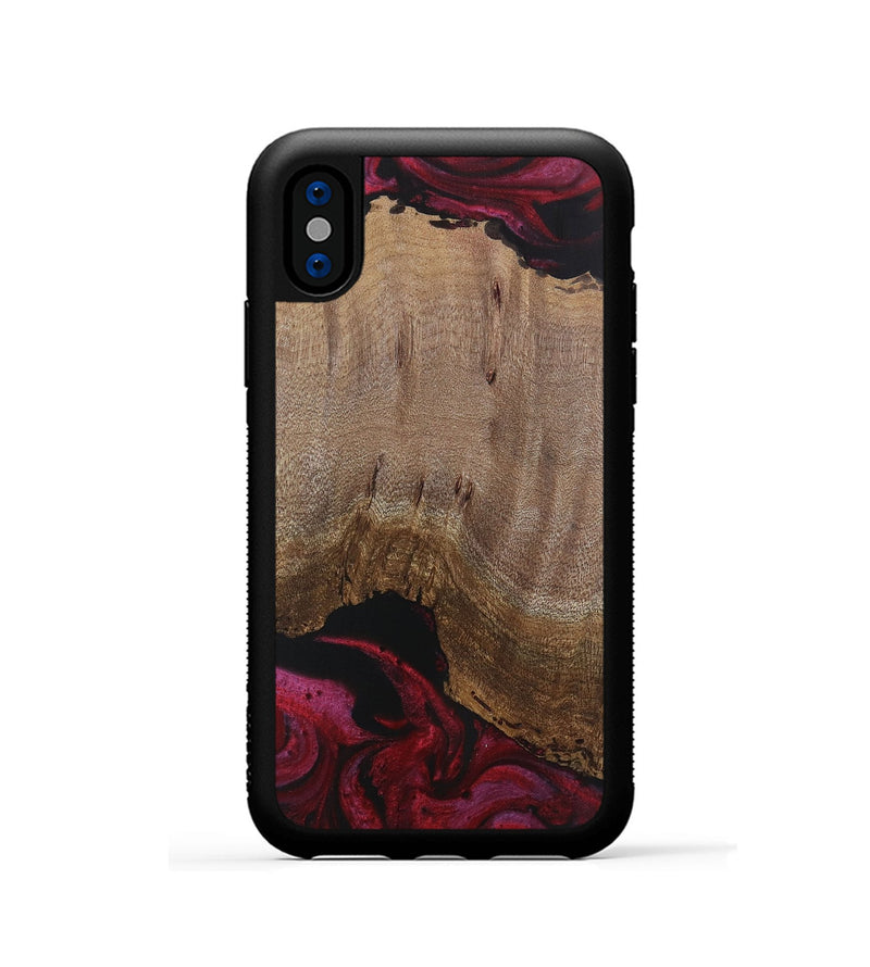 iPhone Xs Wood Phone Case - Therman (Red, 729296)