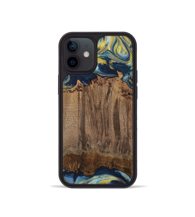 iPhone 12 mini Wood Phone Case - Takis (Teal & Gold, 729297)