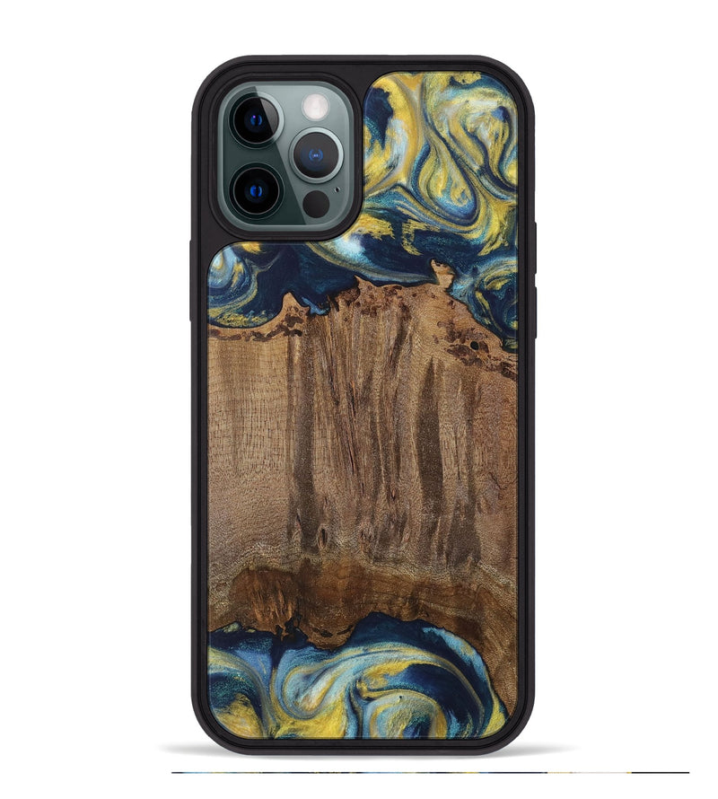 iPhone 12 Pro Max Wood Phone Case - Takis (Teal & Gold, 729297)