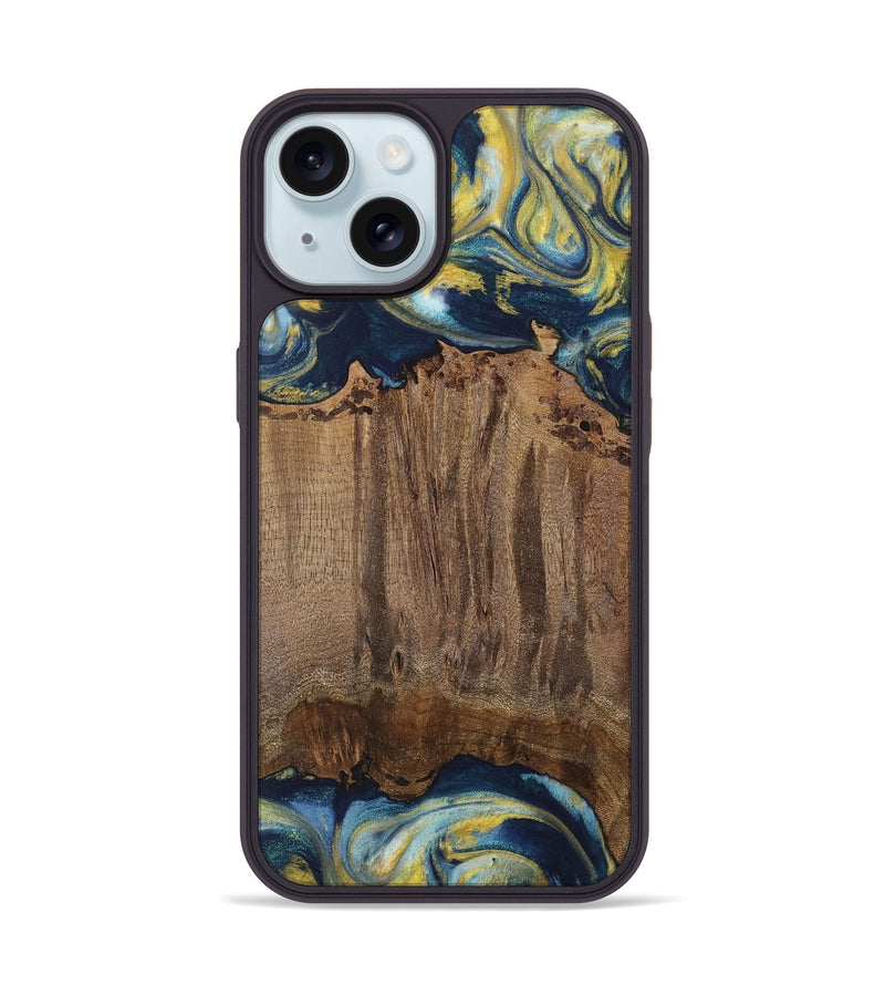 iPhone 15 Wood Phone Case - Takis (Teal & Gold, 729297)