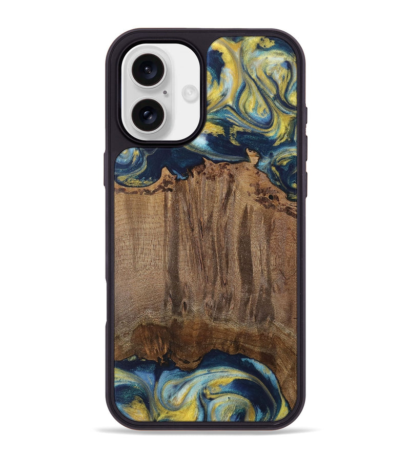 iPhone 16 Plus Wood Phone Case - Takis (Teal & Gold, 729297)