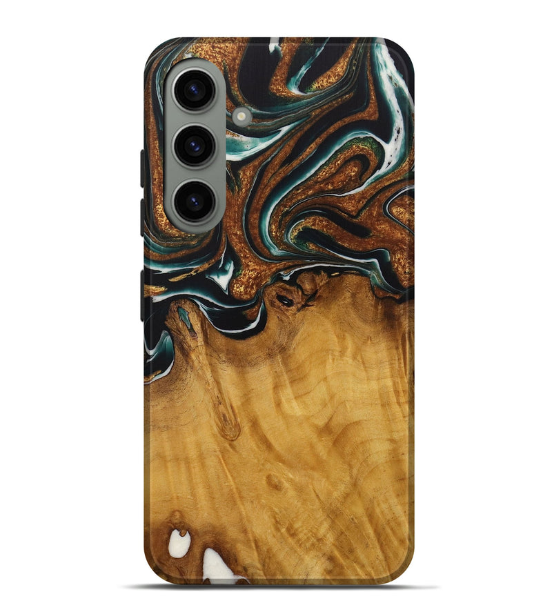 Galaxy S24 Plus Wood Live Edge Phone Case - Breco (Teal & Gold, 729340)