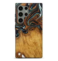 Galaxy S24 Ultra Wood Live Edge Phone Case - Breco (Teal & Gold, 729340)